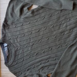 Oscar De La Renta Vintage Olive Army Green Cable Knit Sweater M